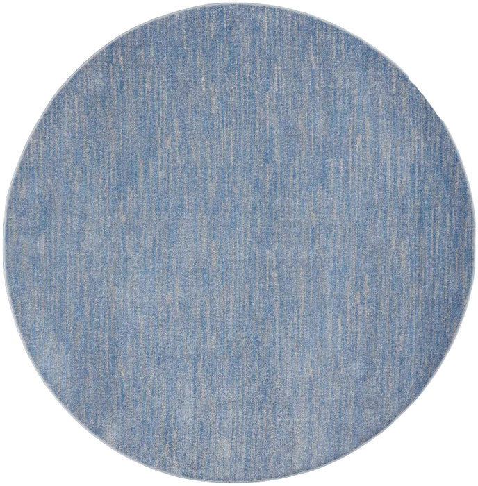 8' X 8' Blue And Gray Round Indoor Outdoor Area Rug - Outdoor