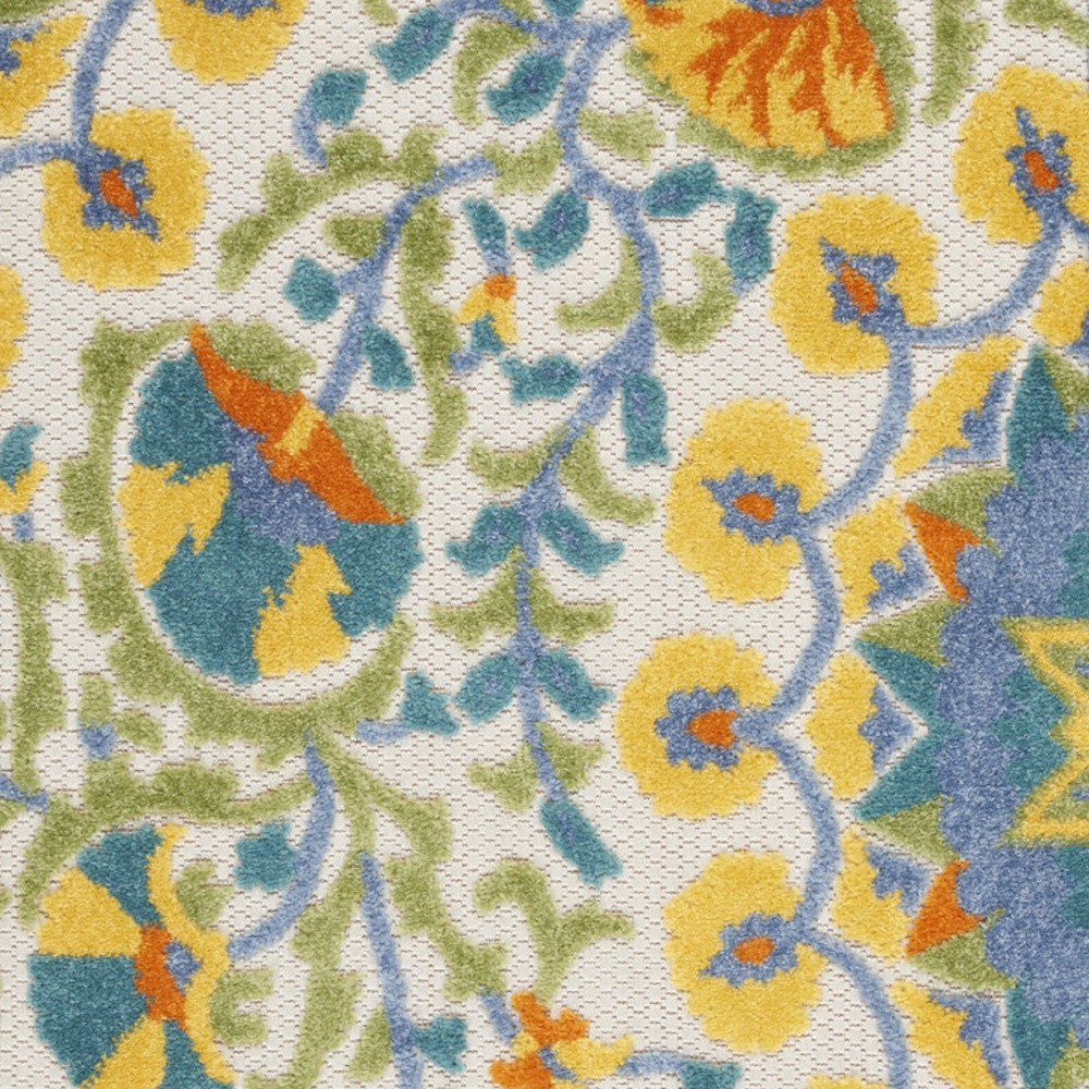 3' X 4' Yellow And Ivory Indoor Outdoor Area Rug - Outdoor