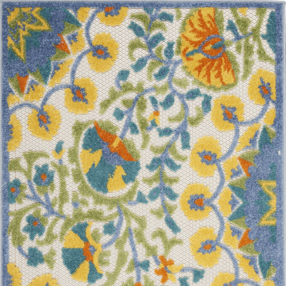 3' X 4' Yellow And Ivory Indoor Outdoor Area Rug - Outdoor