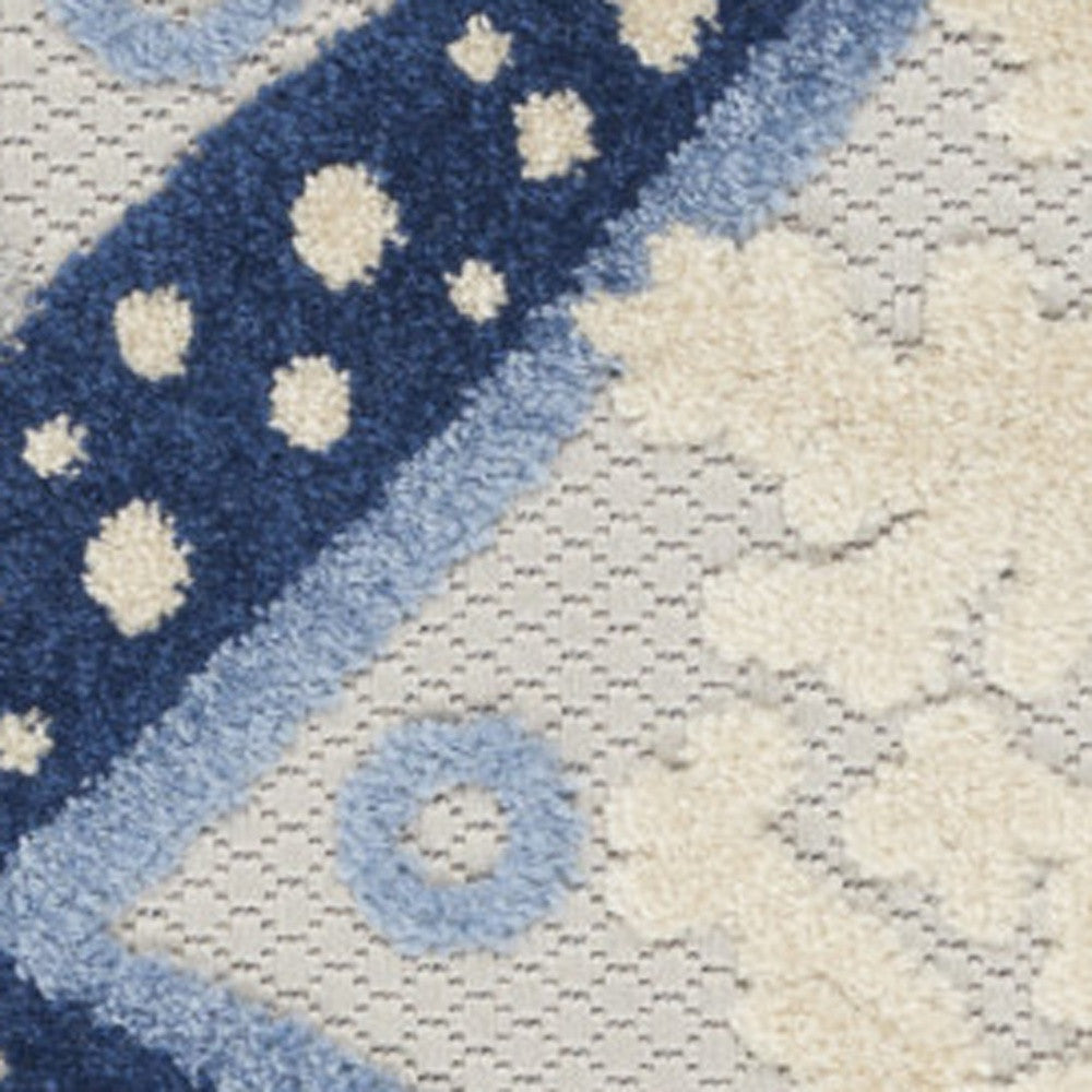3' X 4' Blue And Gray Indoor Outdoor Area Rug - Outdoor