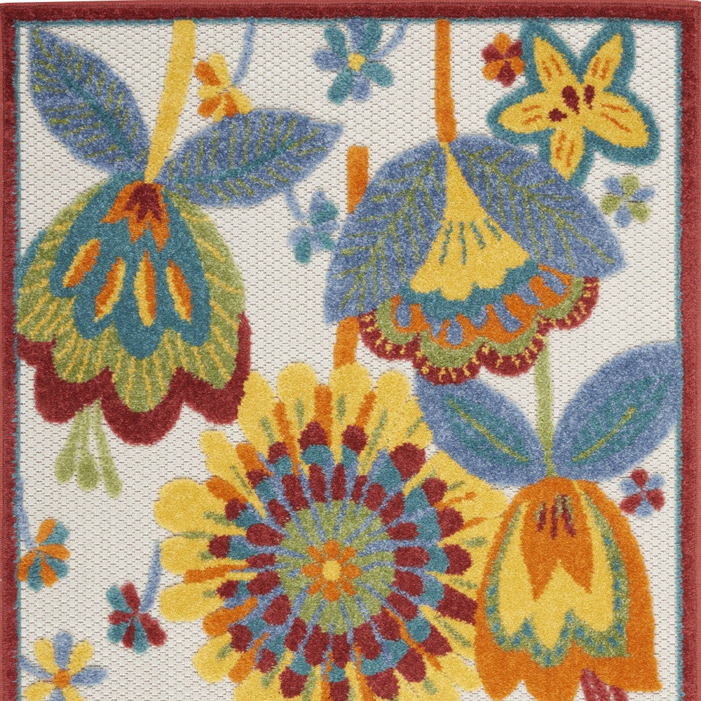 3' X 4' Yellow And Ivory Indoor Outdoor Area Rug - Outdoor
