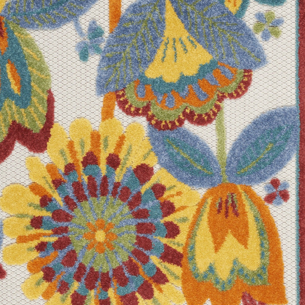 3' X 4' Yellow And Ivory Indoor Outdoor Area Rug - Outdoor