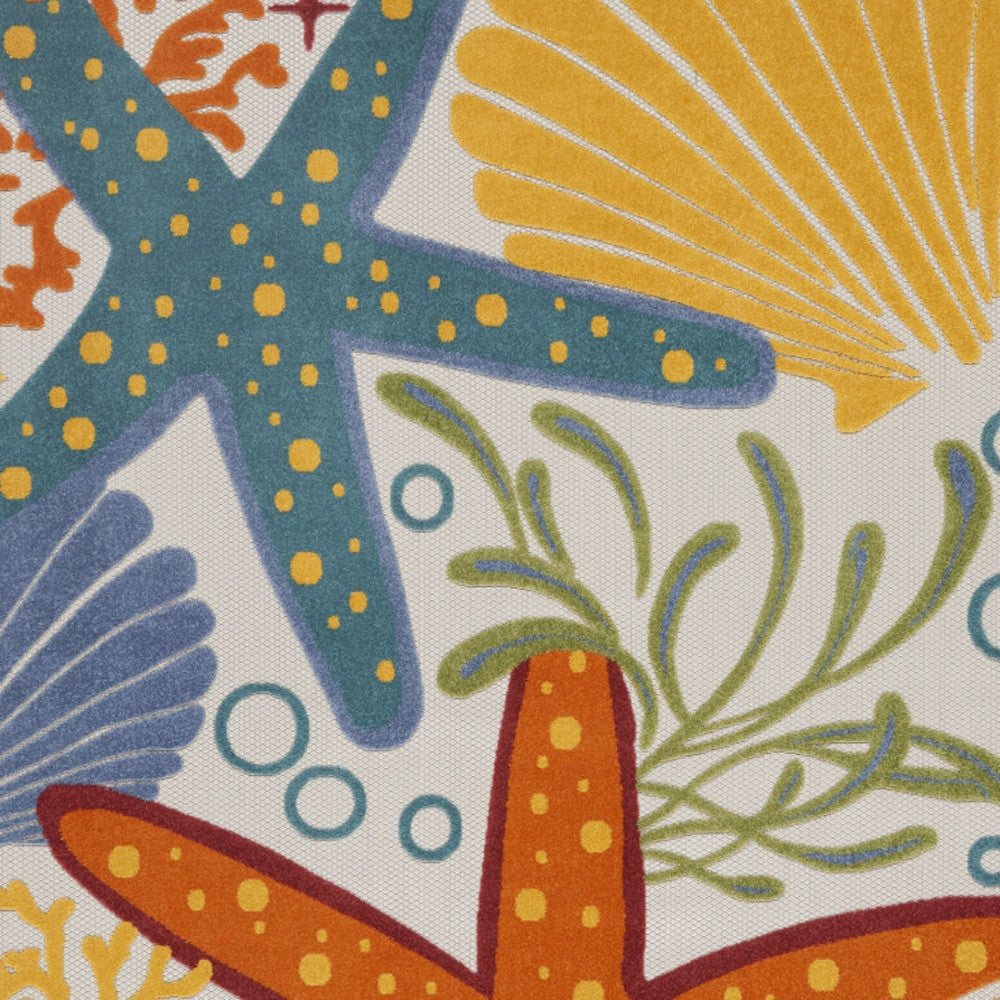 9' X 12' Blue And Yellow Indoor Outdoor Area Rug - Outdoor