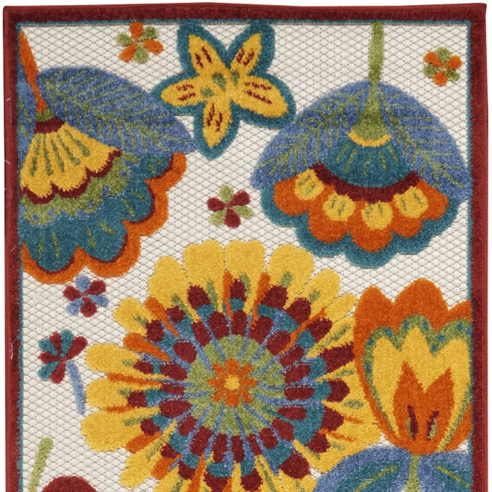 10' Blue And Yellow Indoor Outdoor Runner Rug - Outdoor