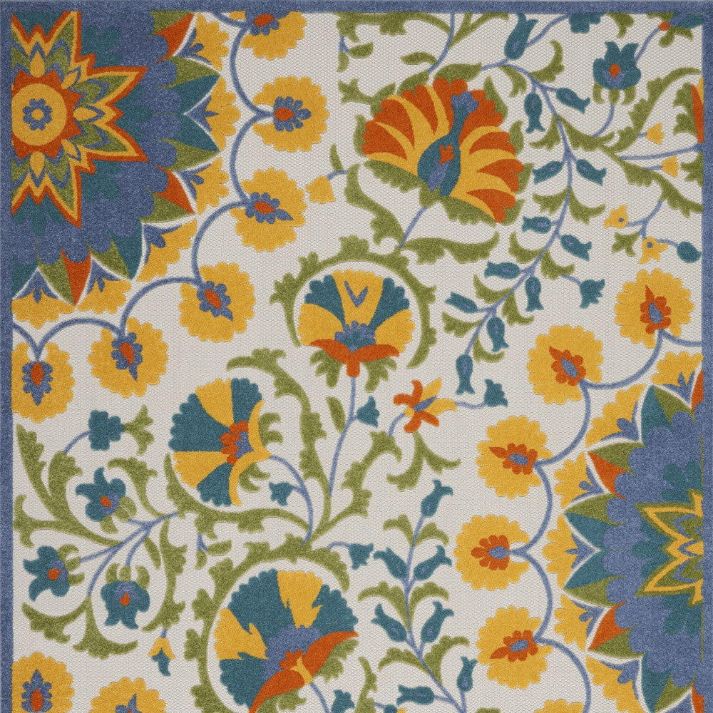 10' X 13' Blue And Yellow Indoor Outdoor Area Rug - Outdoor