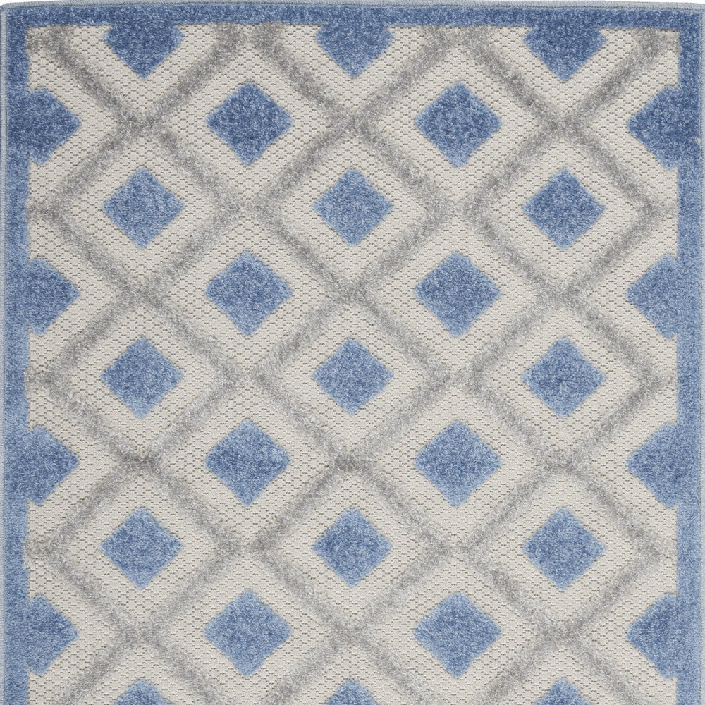 3' X 4' Blue And Gray Indoor Outdoor Area Rug - Outdoor