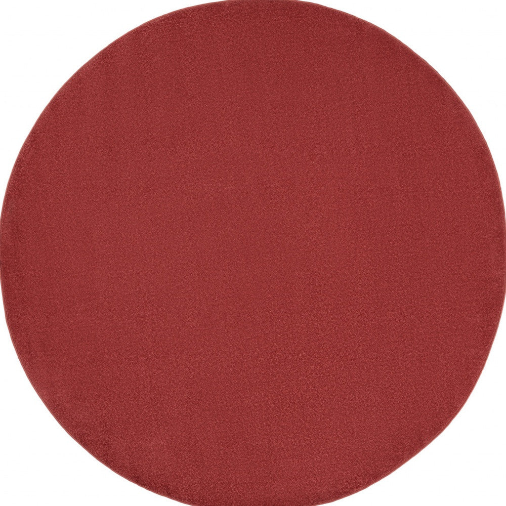 8' X 8' Brick Red Round Indoor Outdoor Area Rug - Outdoor