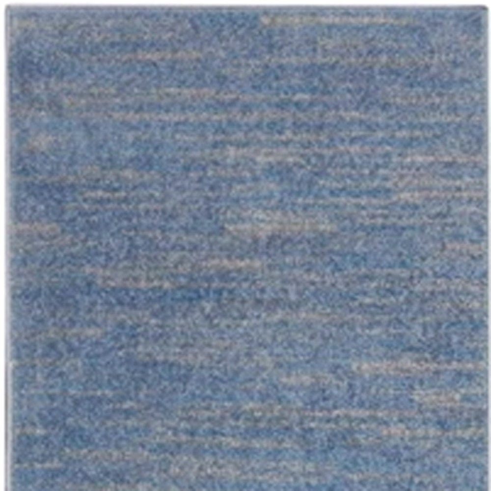 8' Blue And Gray Indoor Outdoor Runner Rug - Outdoor