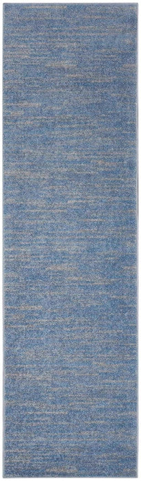 8' Blue And Gray Indoor Outdoor Runner Rug - Outdoor