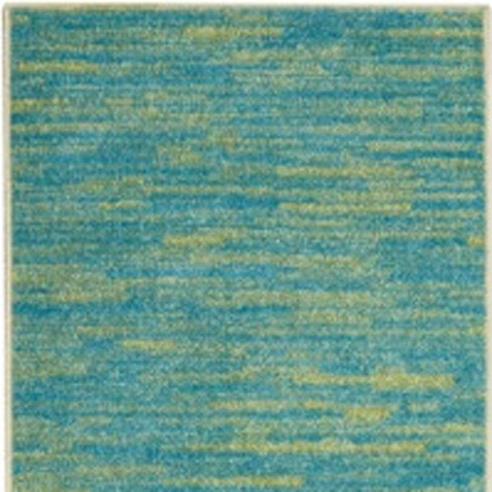 8' Blue And Green Indoor Outdoor Runner Rug - Outdoor