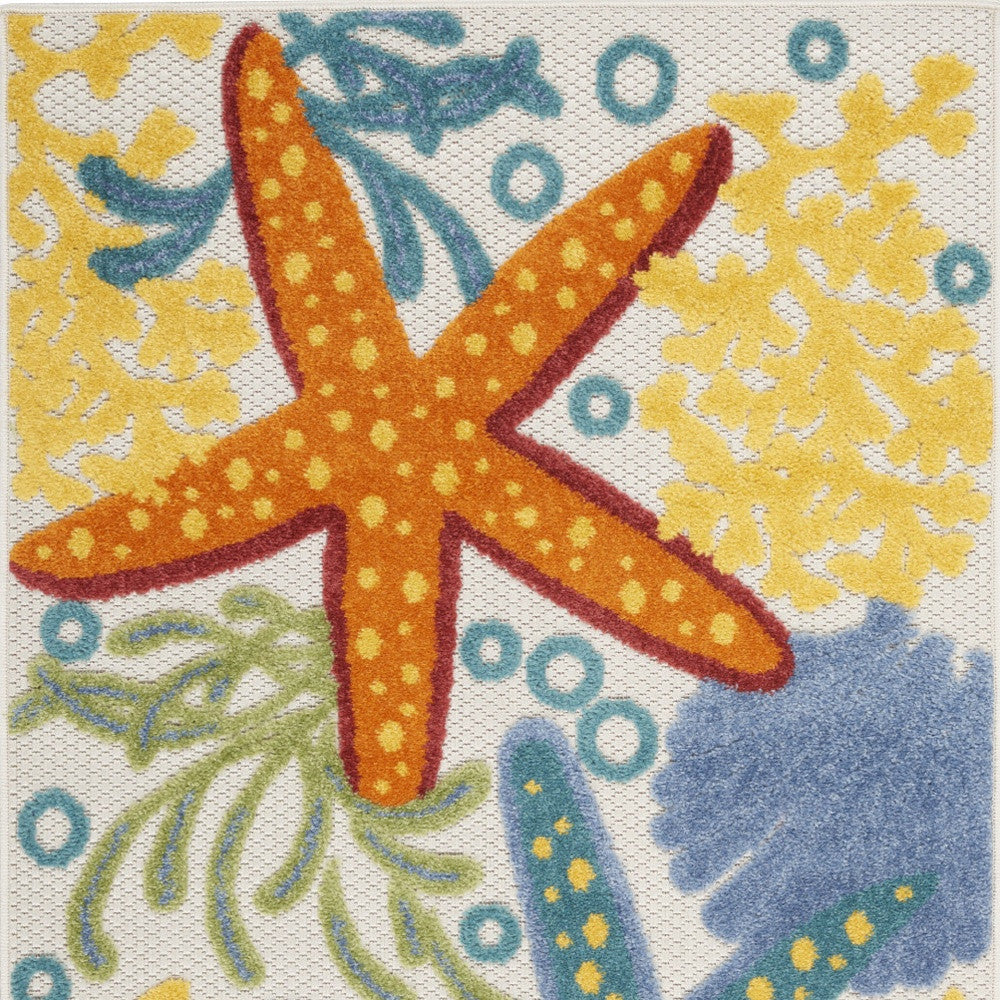 3' X 4' Blue And Yellow Indoor Outdoor Area Rug - Outdoor