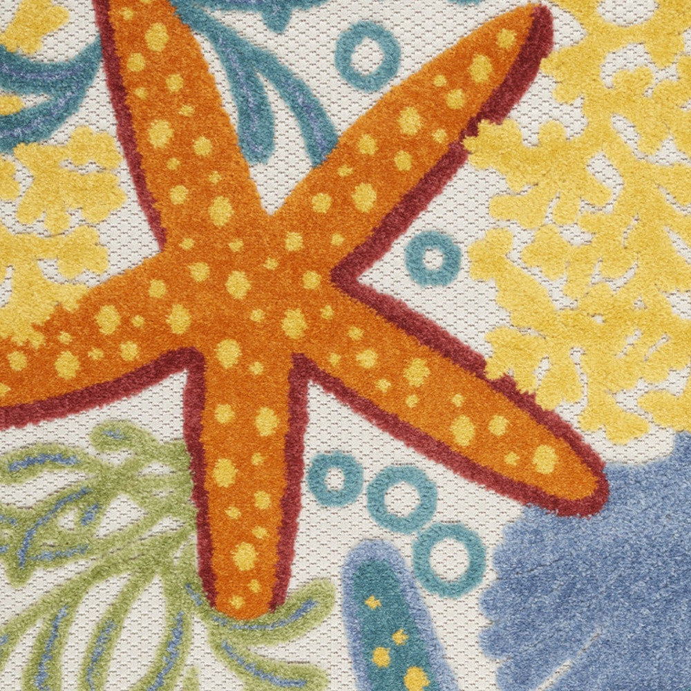 3' X 4' Blue And Yellow Indoor Outdoor Area Rug - Outdoor