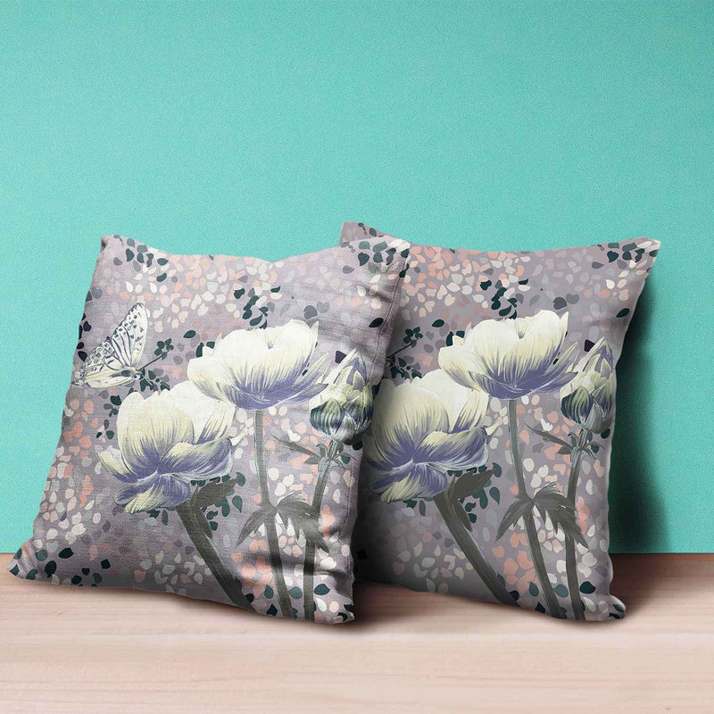 20" x 20" Yellow Butterfly Blown Seam Floral Indoor Outdoor Throw Pillow