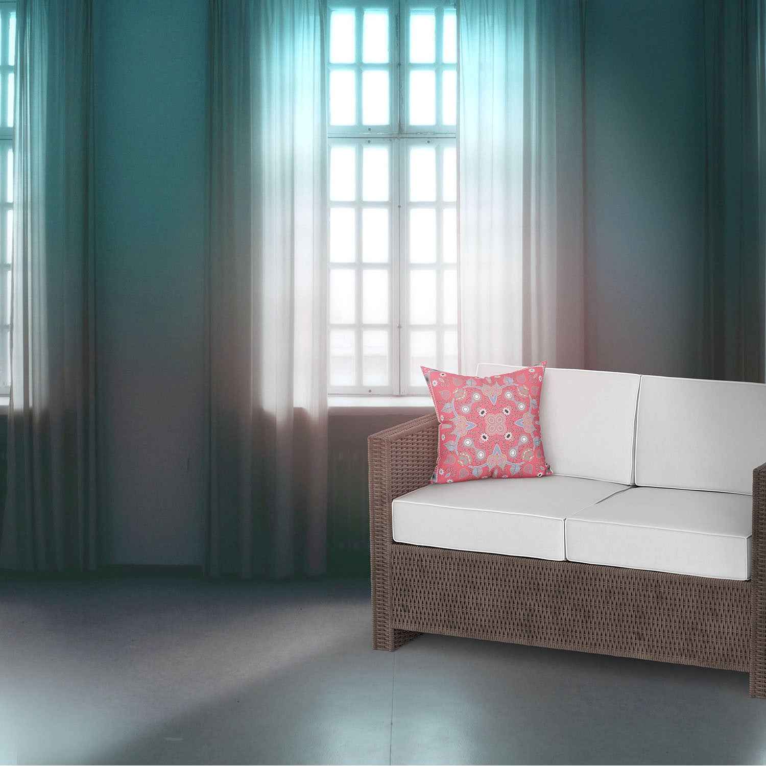 18" x 18" Red Blown Seam Paisley Indoor Outdoor Throw Pillow