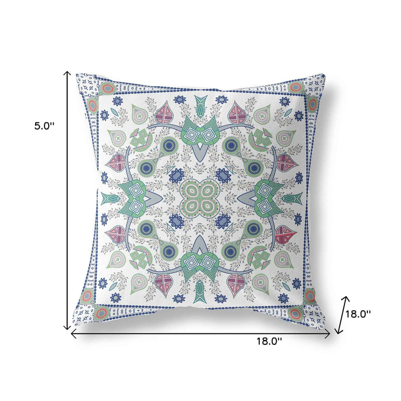 18" x 18" Off White Blown Seam Floral Indoor Outdoor Throw Pillow