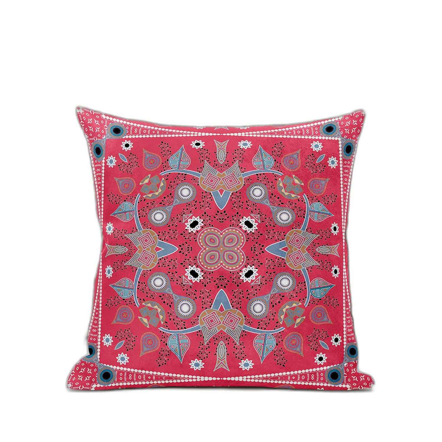 16" x 16" Red Blown Seam Paisley Indoor Outdoor Throw Pillow