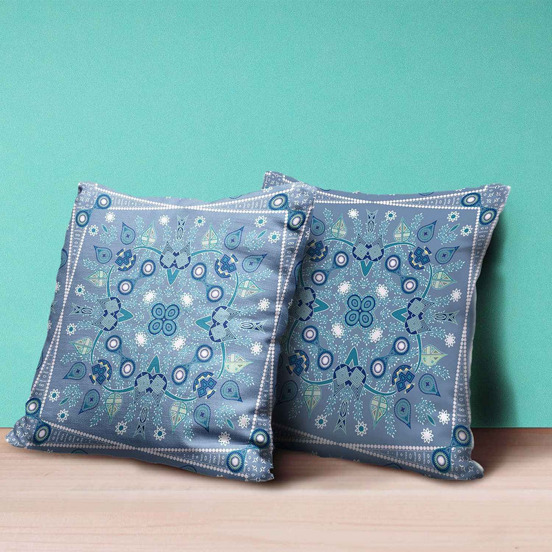 26" X 26" Muted White Blown Seam Floral Indoor Outdoor Throw Pillow