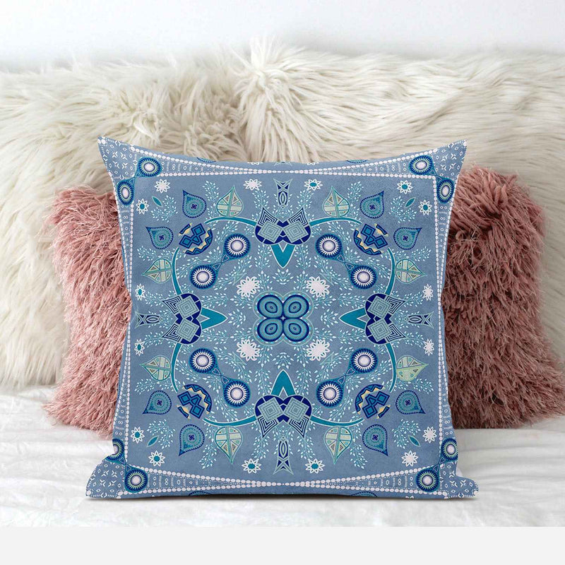 16" X 16" Muted White Blown Seam Floral Indoor Outdoor Throw Pillow