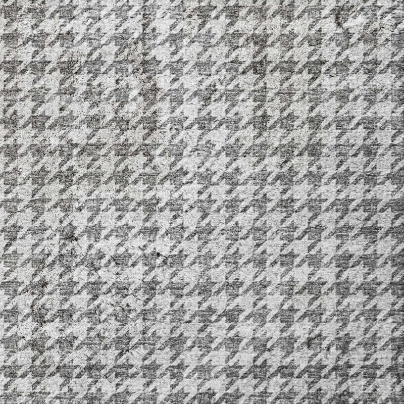 8' X 10' Gray And Light Gray Houndstooth Shag Washable Area Rug With UV Protection - Home & Garden