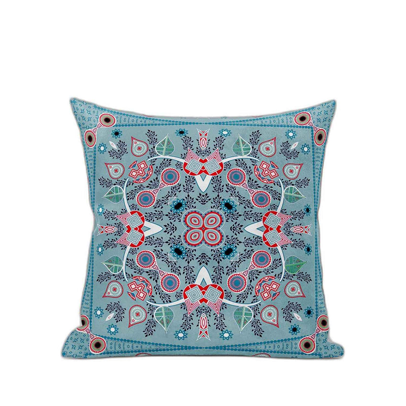 26" X 26" Muted Red Blown Seam Floral Indoor Outdoor Throw Pillow