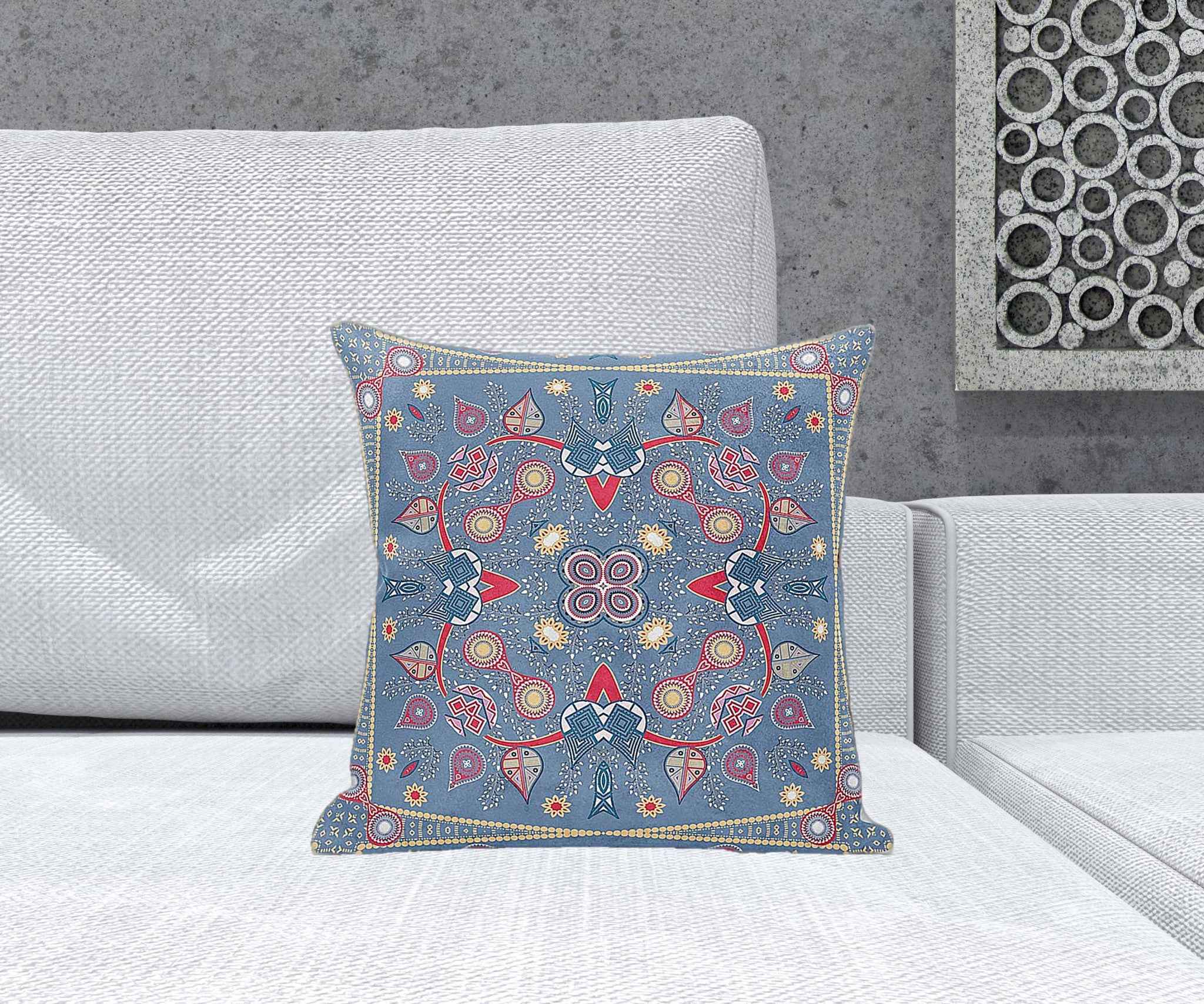 16" X 16" Purple And Gold Blown Seam Floral Indoor Outdoor Throw Pillow