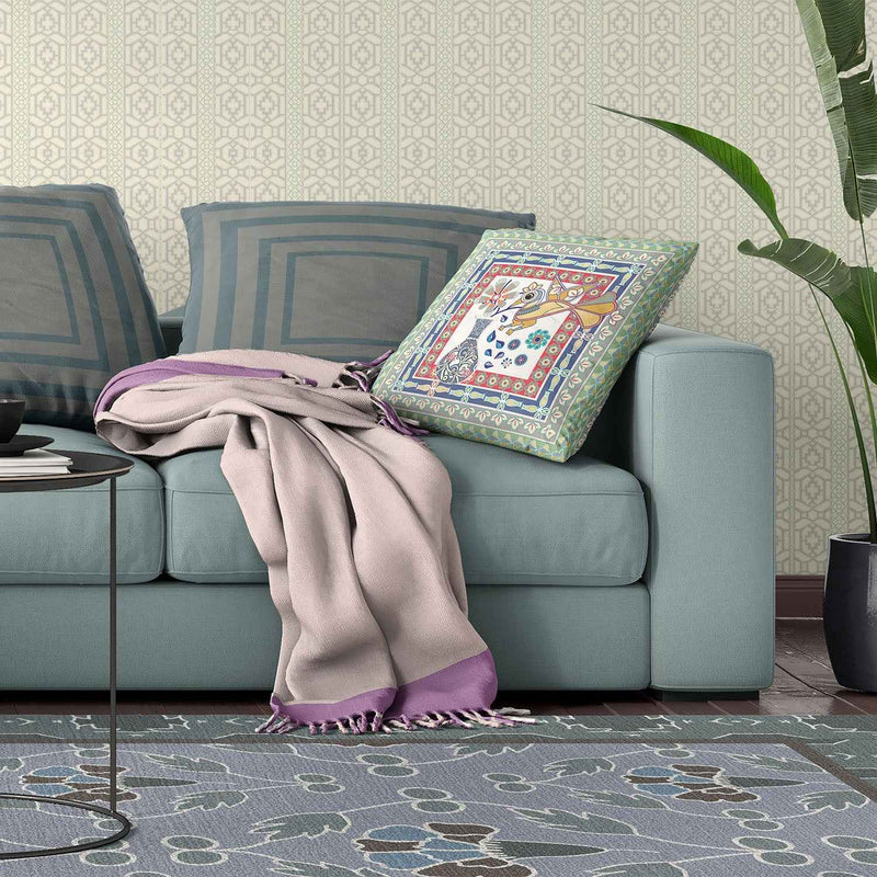 26" x 26" Red Bird Blown Seam Floral Indoor Outdoor Throw Pillow