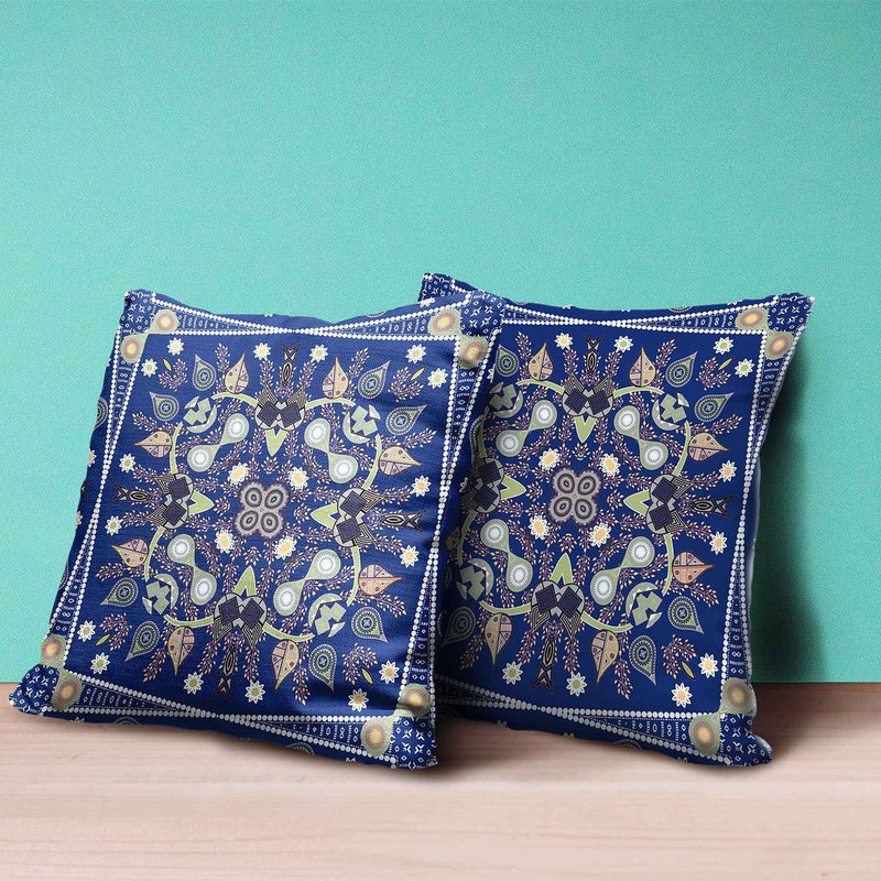 20" X 20" Midnight Green Blown Seam Floral Indoor Outdoor Throw Pillow