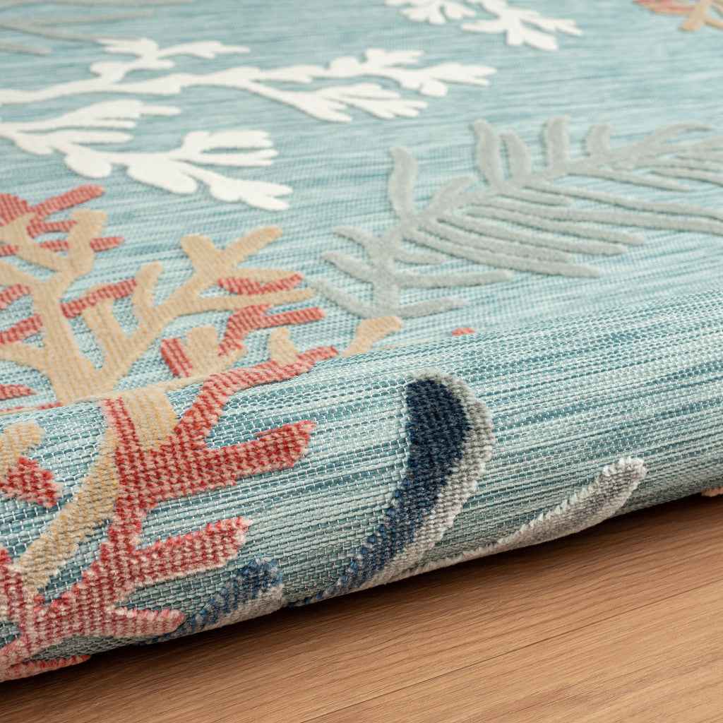 8' X 10' Blue And White Indoor Outdoor Area Rug