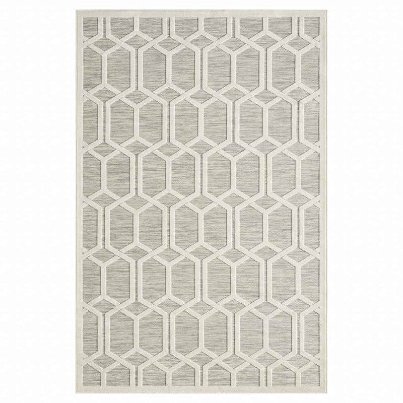 8' X 10' Gray And Ivory Indoor Outdoor Area Rug