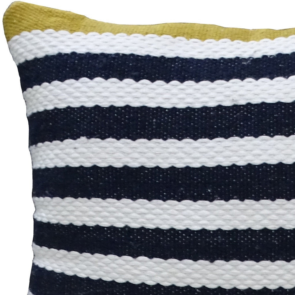 14" X 20" Black And Yellow Zippered Striped Indoor Outdoor Throw Pillow - Outdoor