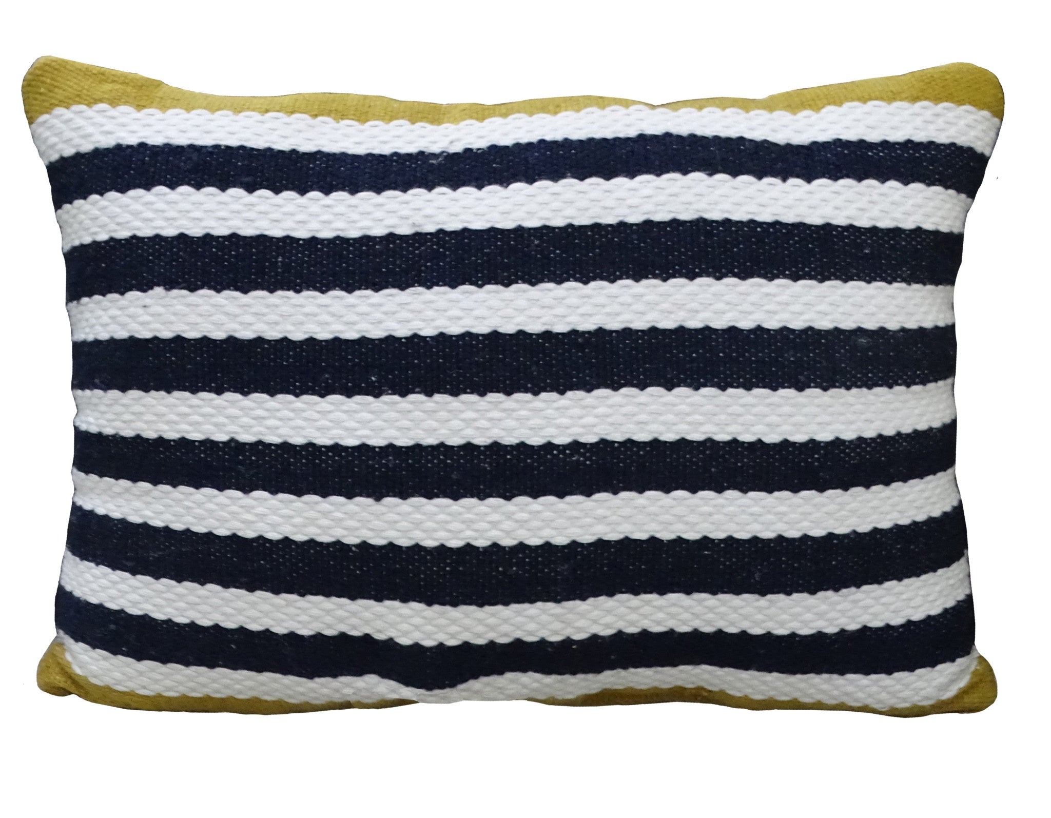 14" X 20" Black And Yellow Zippered Striped Indoor Outdoor Throw Pillow - Outdoor