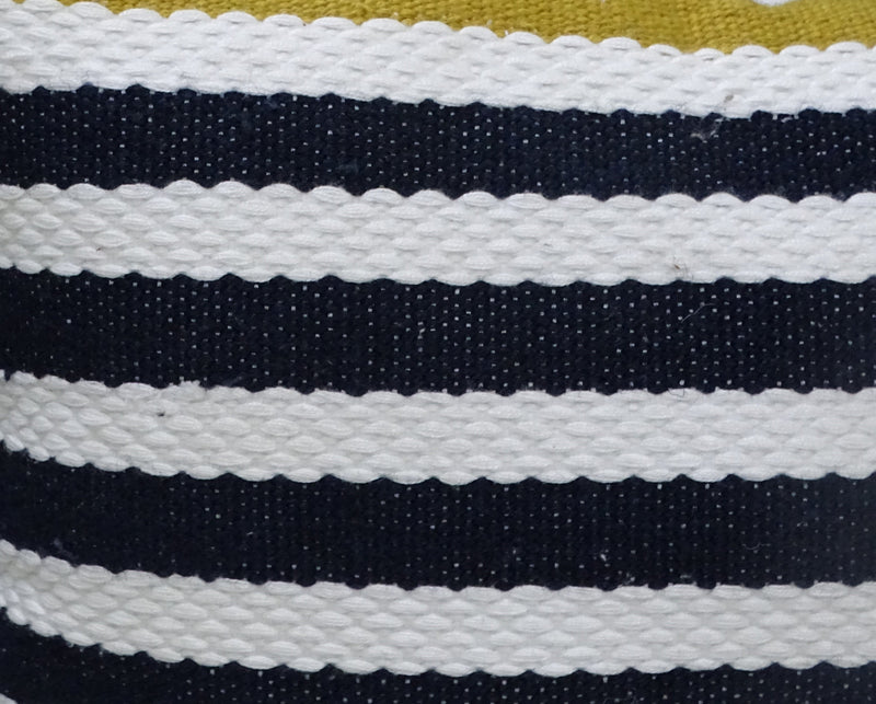 14" X 20" Black And Yellow Zippered Striped Indoor Outdoor Throw Pillow - Outdoor
