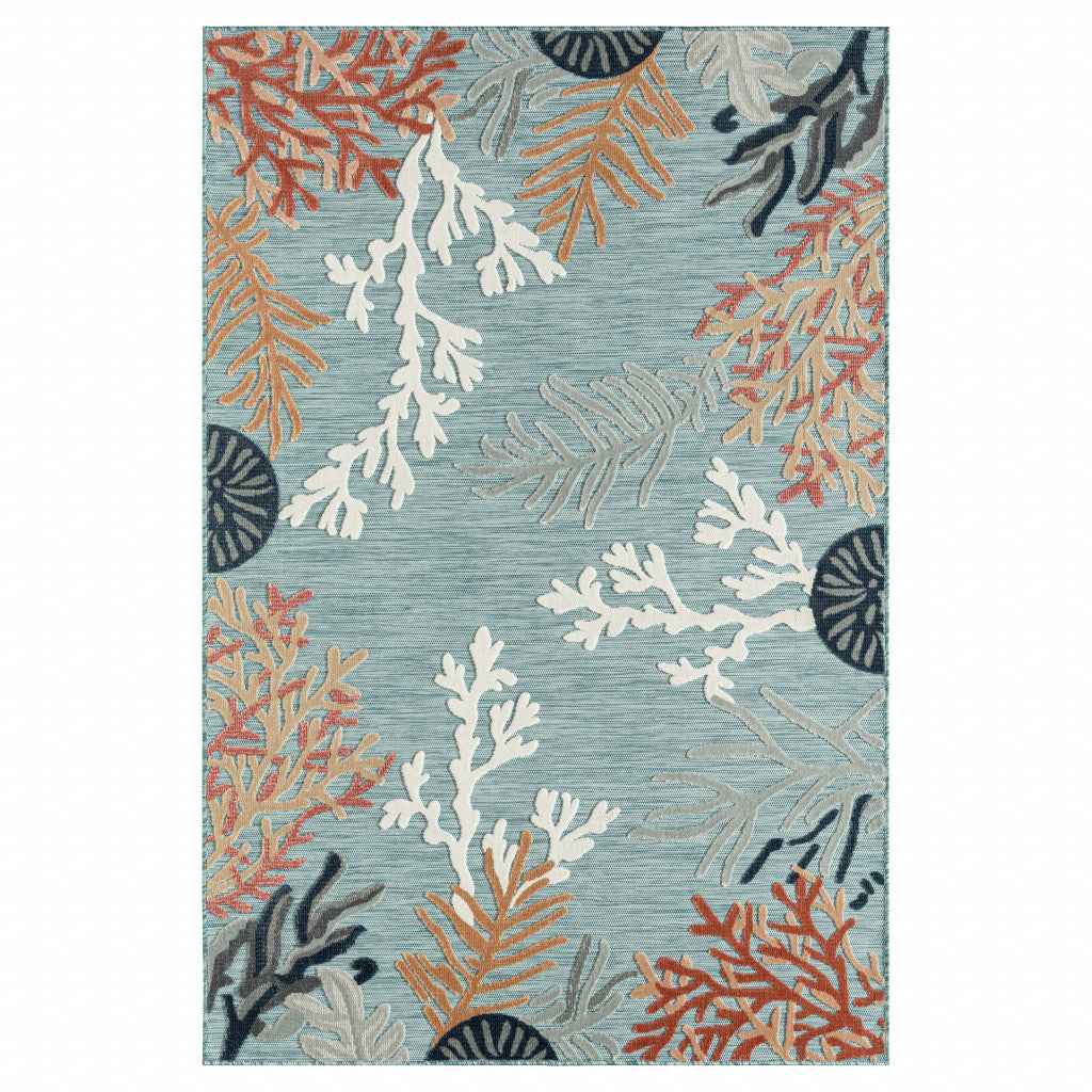 5' X 7' Blue And White Indoor Outdoor Area Rug
