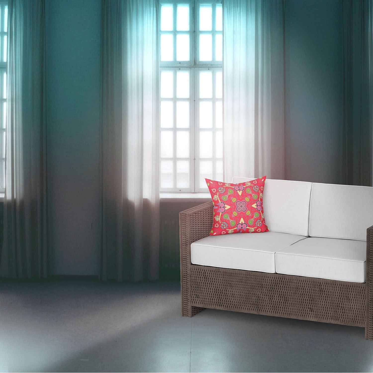 16" x 16" Red Blown Seam Paisley Indoor Outdoor Throw Pillow