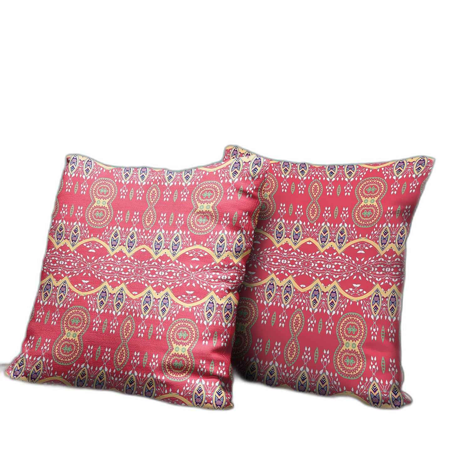 26" x 26" Red Blown Seam Paisley Indoor Outdoor Throw Pillow