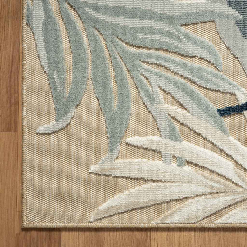 5' X 7' Blue And Beige Indoor Outdoor Area Rug