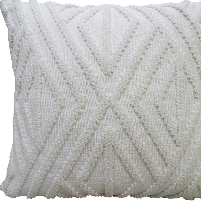 18" X 18" White Zippered Diamond Indoor Outdoor Throw Pillow - Outdoor