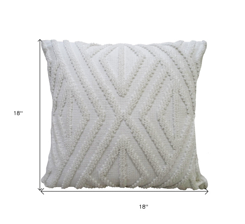 18" X 18" White Zippered Diamond Indoor Outdoor Throw Pillow - Outdoor
