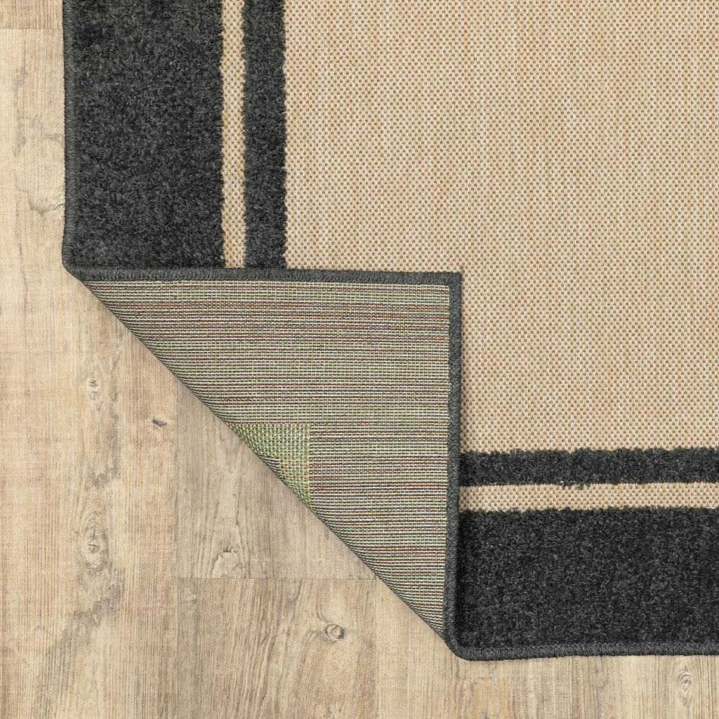 2' X 3' Beige and Black Stain Resistant Indoor Outdoor Area Rug - Outdoor
