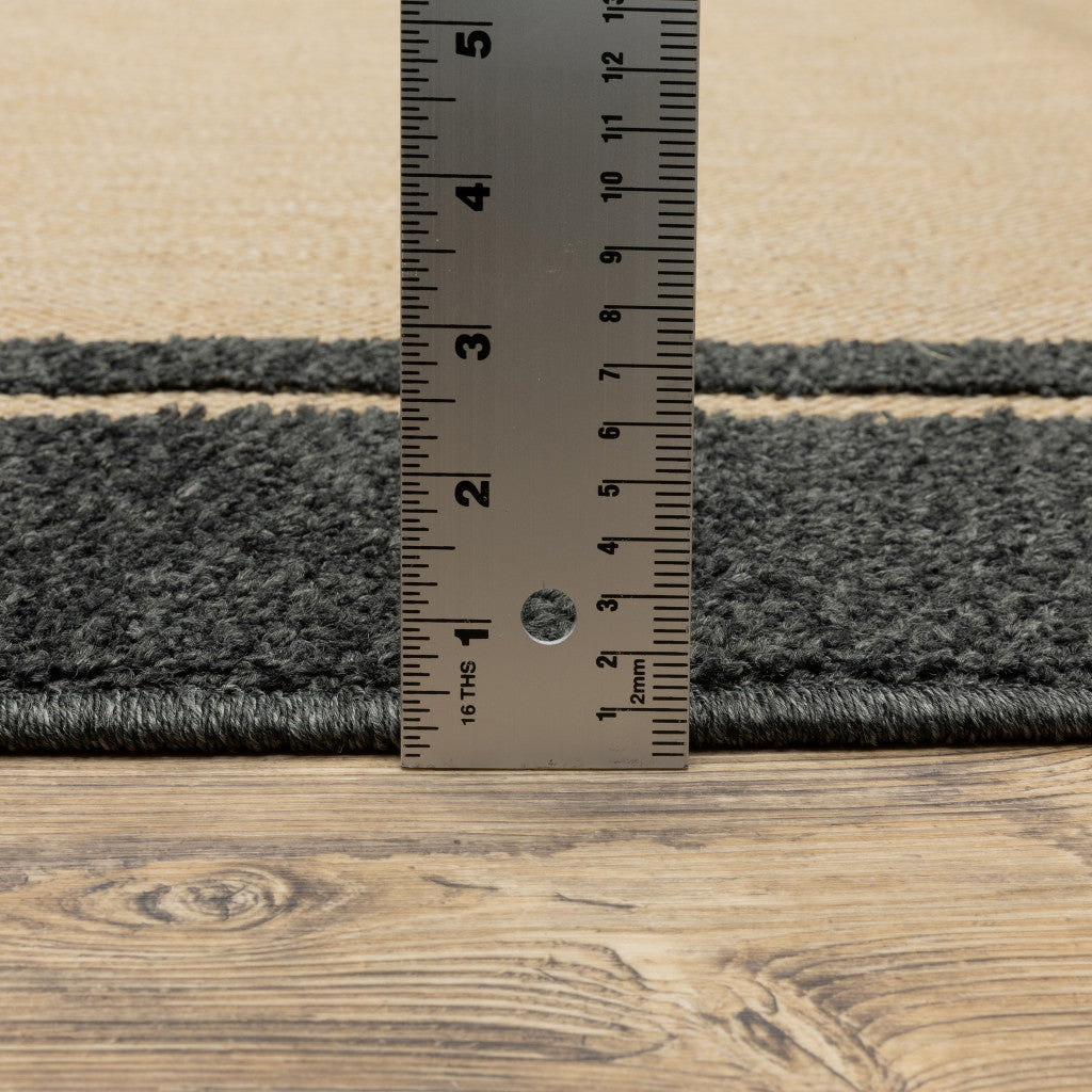 2' X 3' Beige and Black Stain Resistant Indoor Outdoor Area Rug - Outdoor
