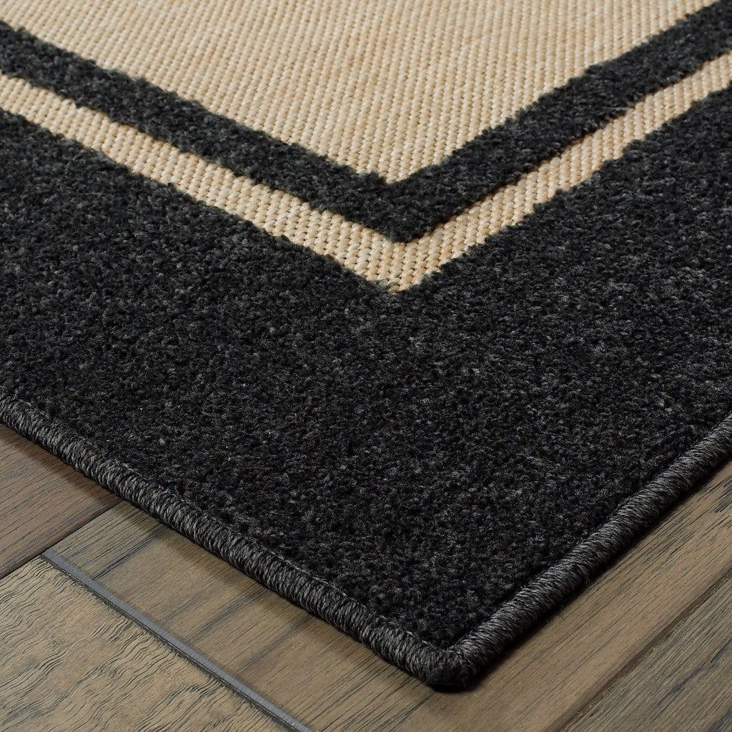 2' X 3' Beige and Black Stain Resistant Indoor Outdoor Area Rug - Outdoor