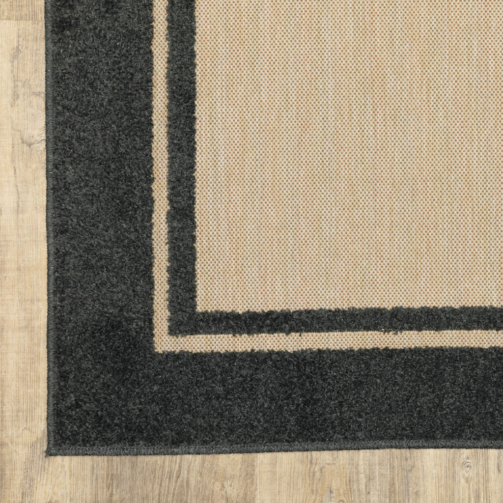 2' X 3' Beige and Black Stain Resistant Indoor Outdoor Area Rug - Outdoor