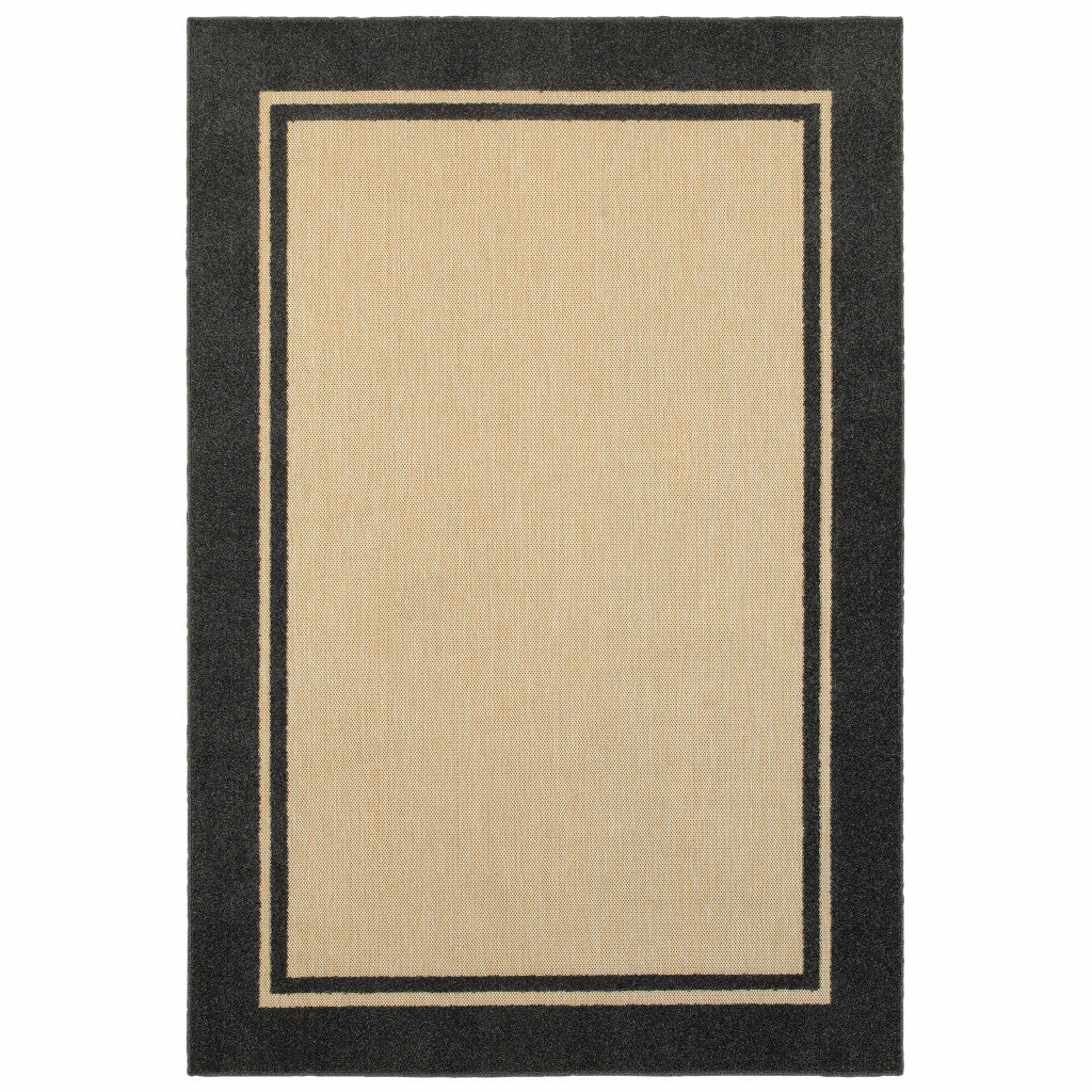 2' X 3' Beige and Black Stain Resistant Indoor Outdoor Area Rug - Outdoor