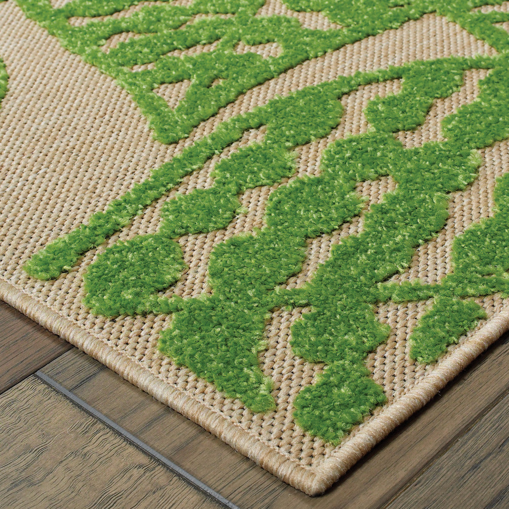 2' X 3' Beige and Black Floral Stain Resistant Indoor Outdoor Area Rug - Outdoor