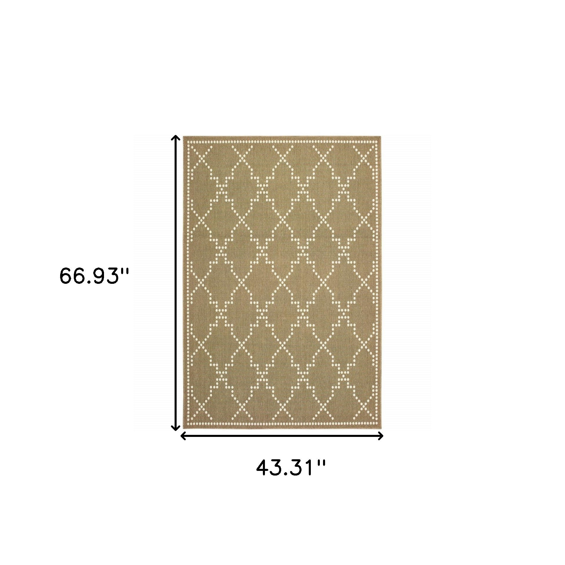 4' X 6' Tan Geometric Stain Resistant Indoor Outdoor Area Rug - Outdoor