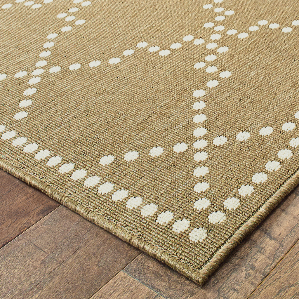 4' X 6' Tan Geometric Stain Resistant Indoor Outdoor Area Rug - Outdoor