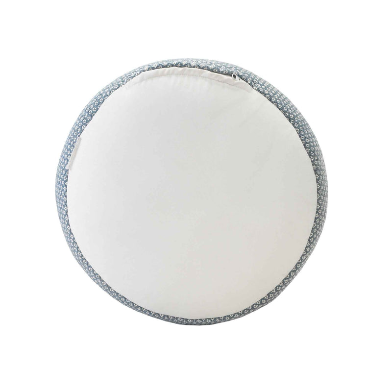 20" Blue Polyester Round Striped Indoor Outdoor Pouf Ottoman