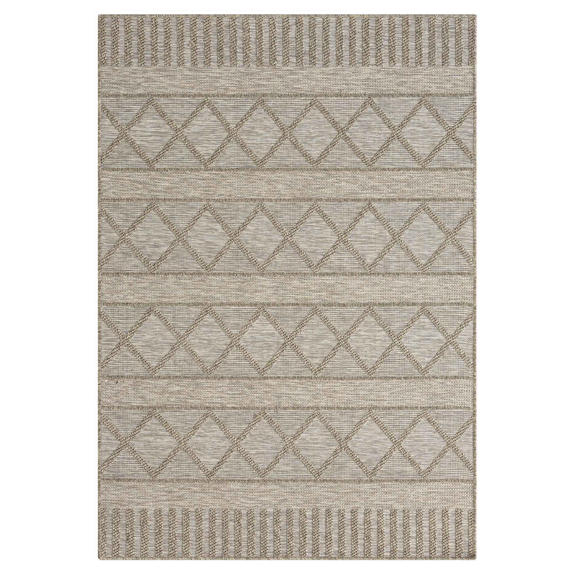 8' X 10' Gray Striped Handmade Indoor Outdoor Area Rug