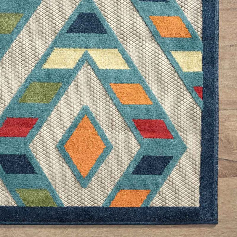 4' X 6' Blue Striped Non Skid Indoor Outdoor Area Rug