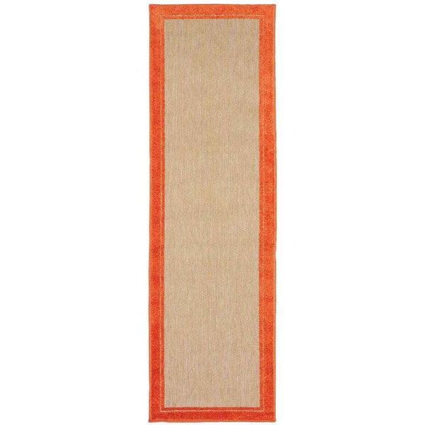 2' X 8' Orange Stain Resistant Indoor Outdoor Area Rug